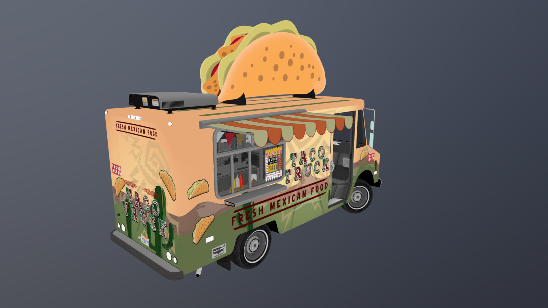 Taco Foodtruck Low-poly 3D model_44