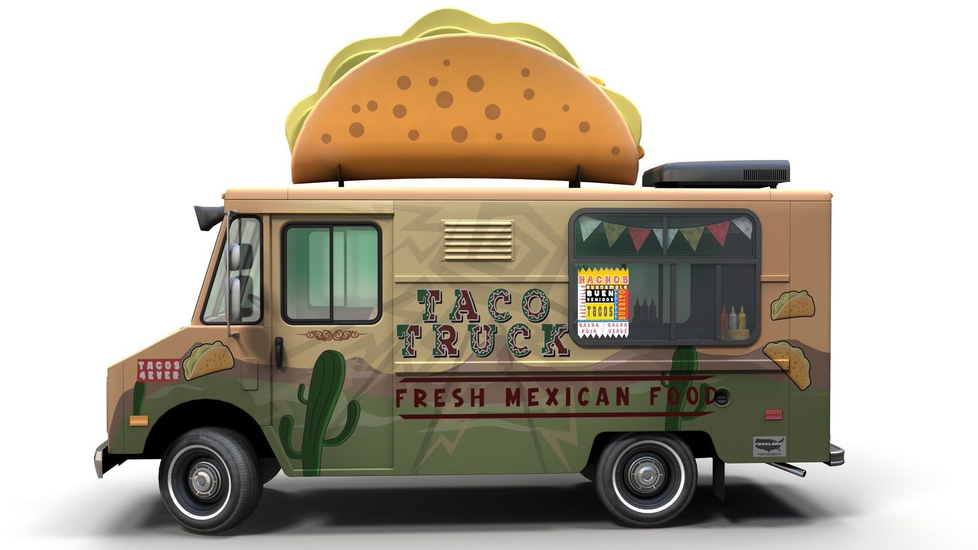 Taco Foodtruck Low-poly 3D model_14