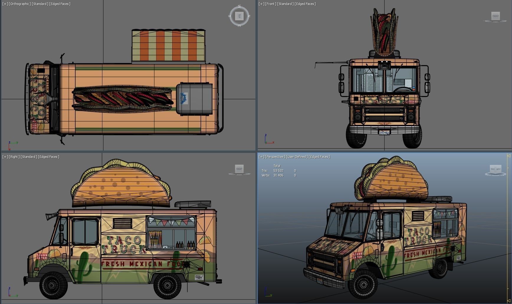 Taco Foodtruck Low-poly 3D model_46