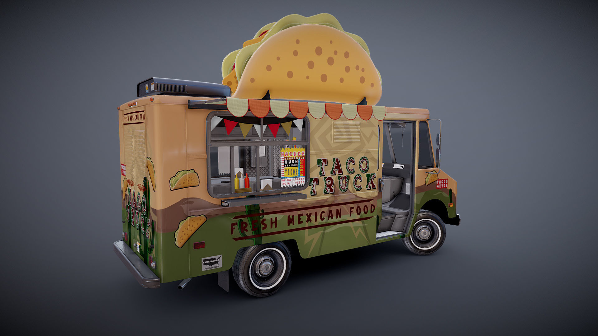 Taco Foodtruck Low-poly 3D model_27