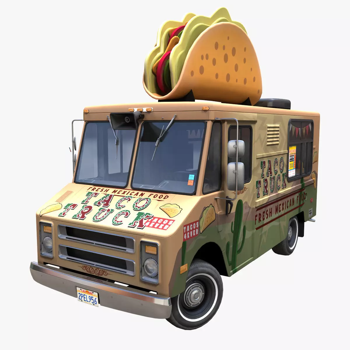 Taco Foodtruck Low-poly 3D model_0