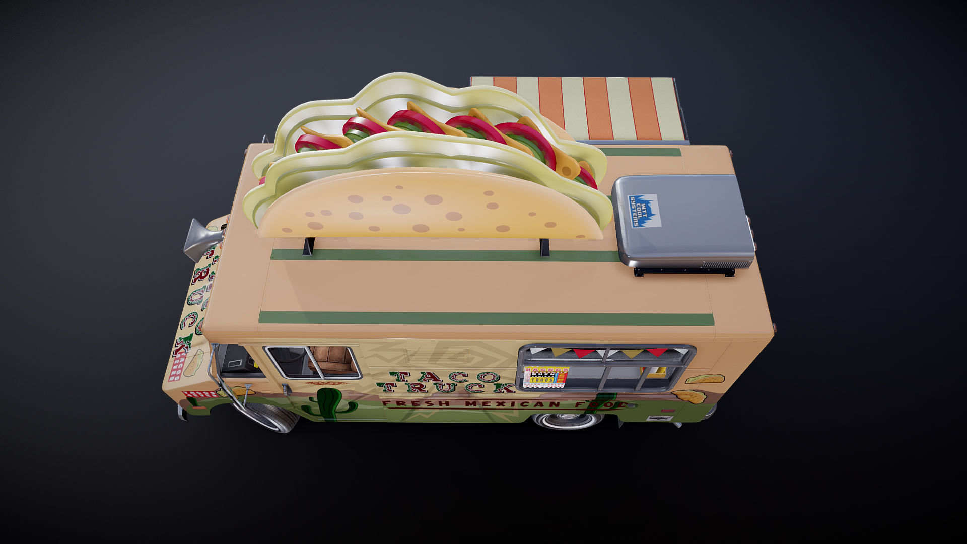 Taco Foodtruck Low-poly 3D model_30
