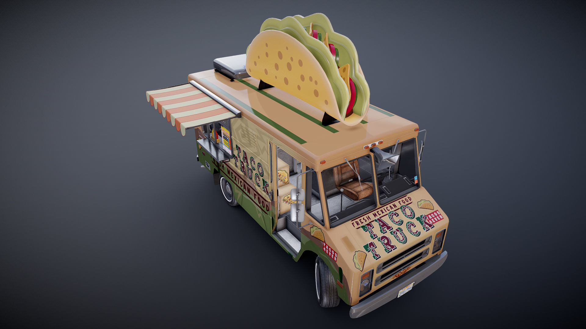 Taco Foodtruck Low-poly 3D model_34