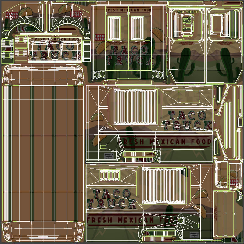 Taco Foodtruck Low-poly 3D model_53