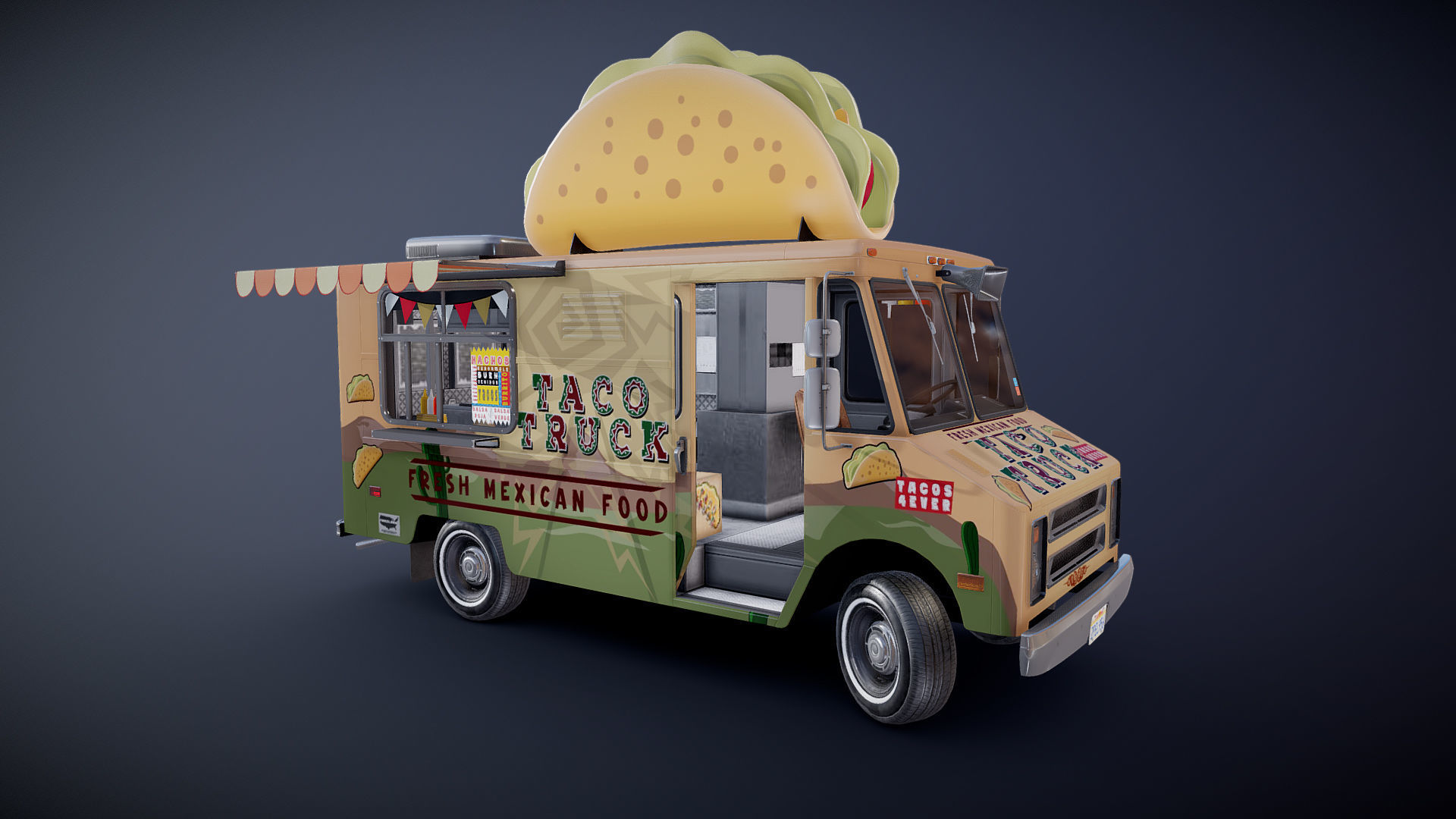 Taco Foodtruck Low-poly 3D model_28