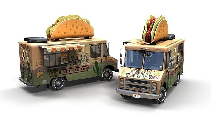 Taco Foodtruck Low-poly 3D model 2