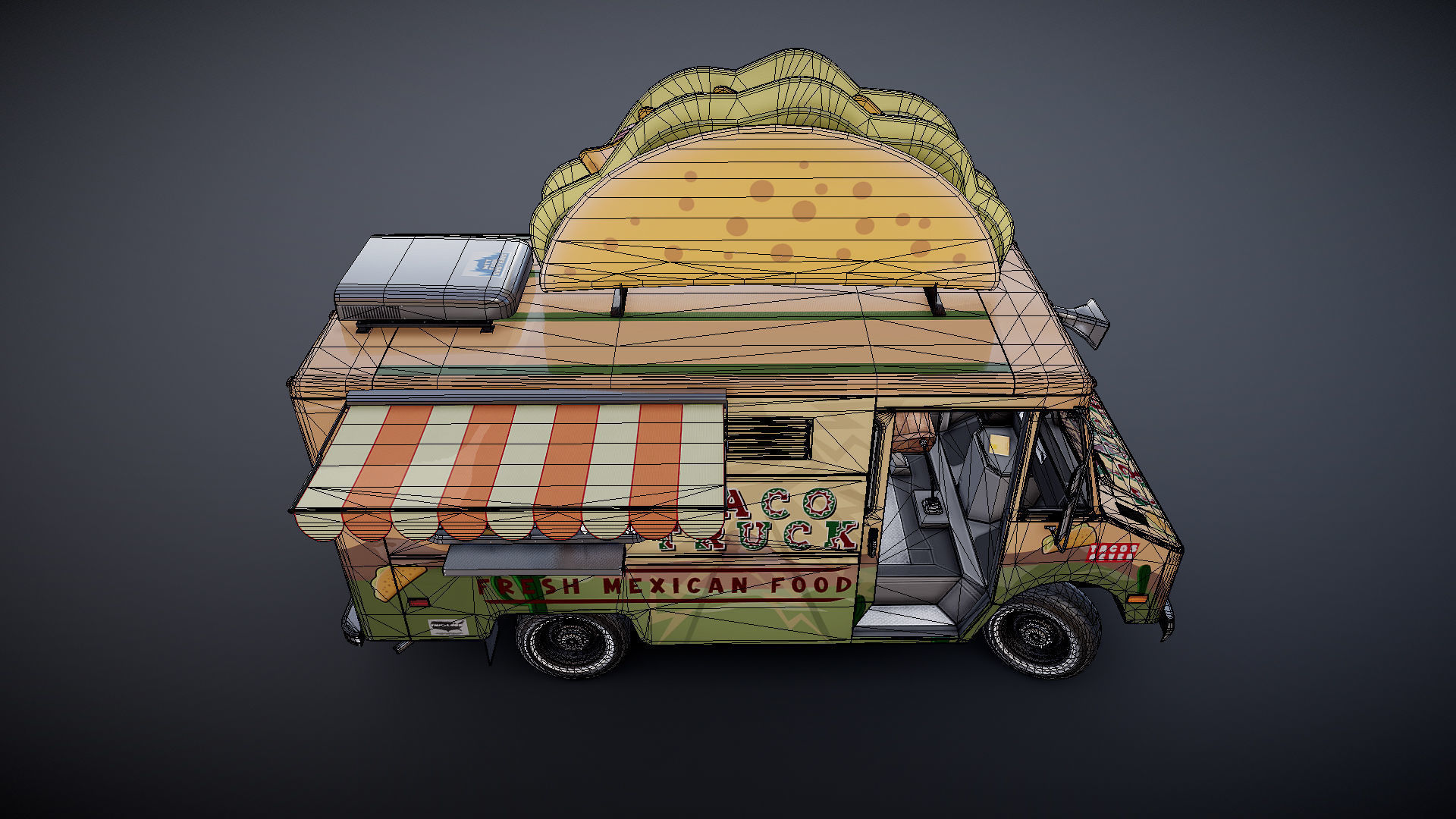 Taco Foodtruck Low-poly 3D model_36