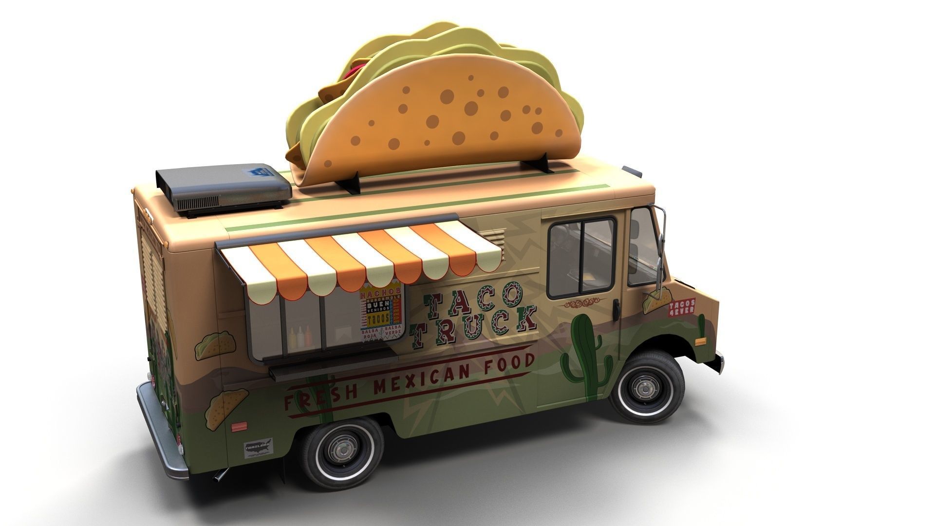 Taco Foodtruck Low-poly 3D model_8