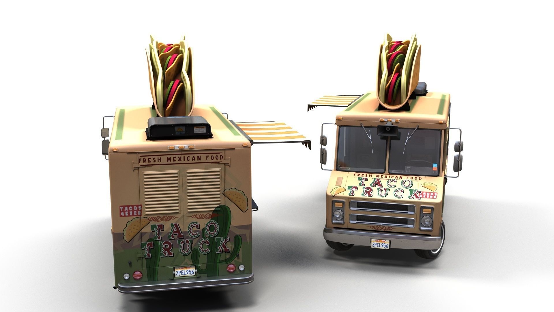 Taco Foodtruck Low-poly 3D model_3