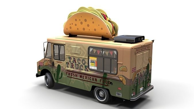 Taco Foodtruck Low-poly 3D model 6