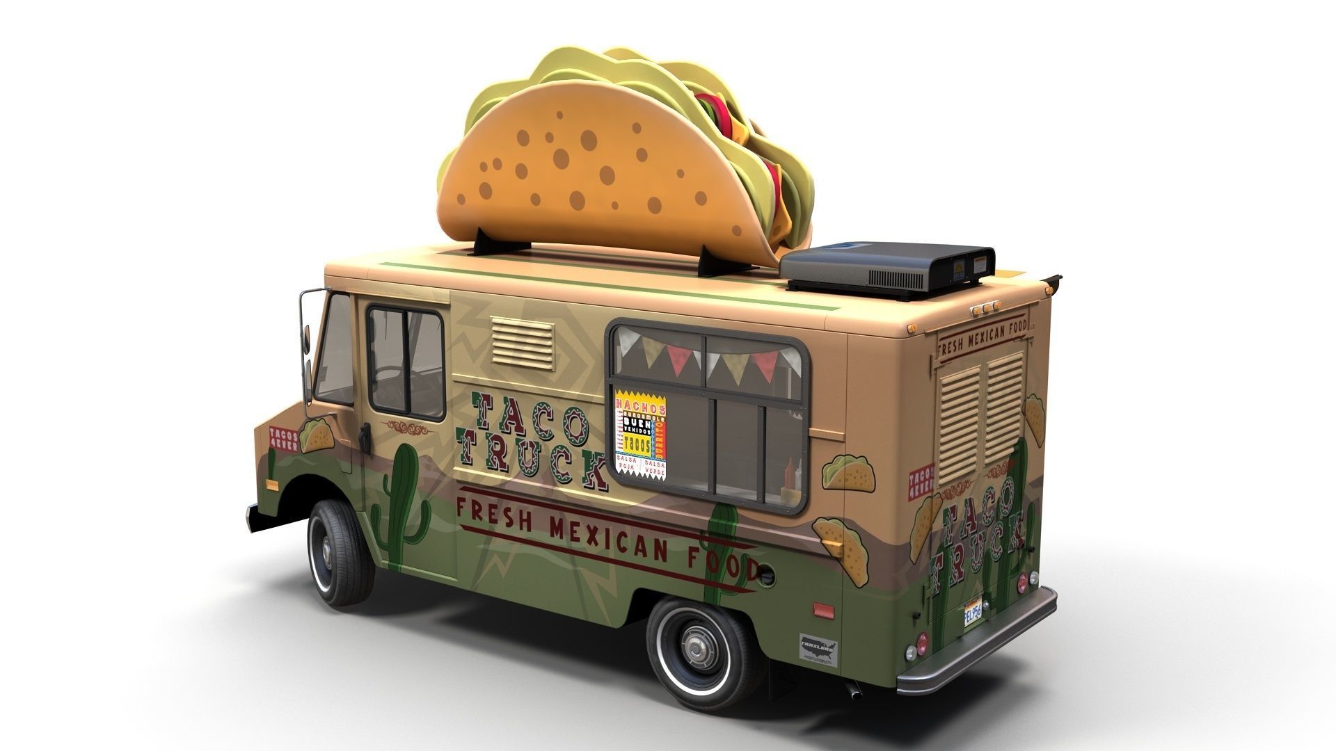 Taco Foodtruck Low-poly 3D model_6