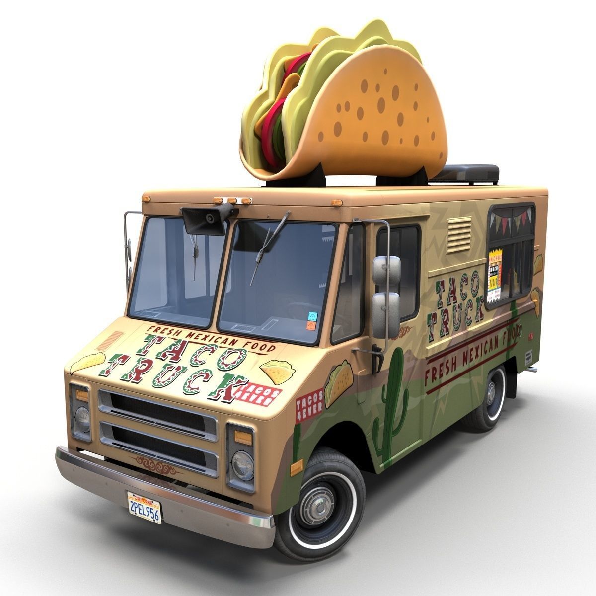Taco Foodtruck Low-poly 3D model_15