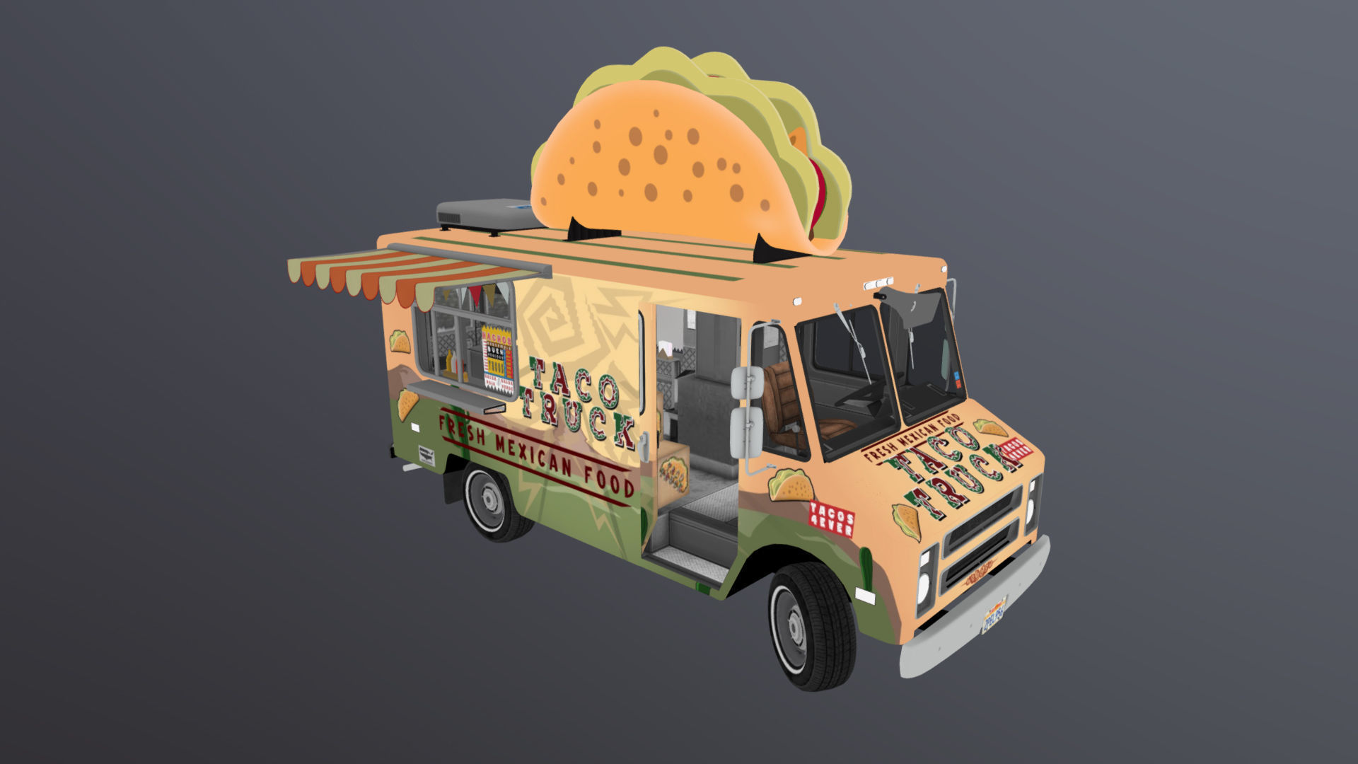 Taco Foodtruck Low-poly 3D model_45