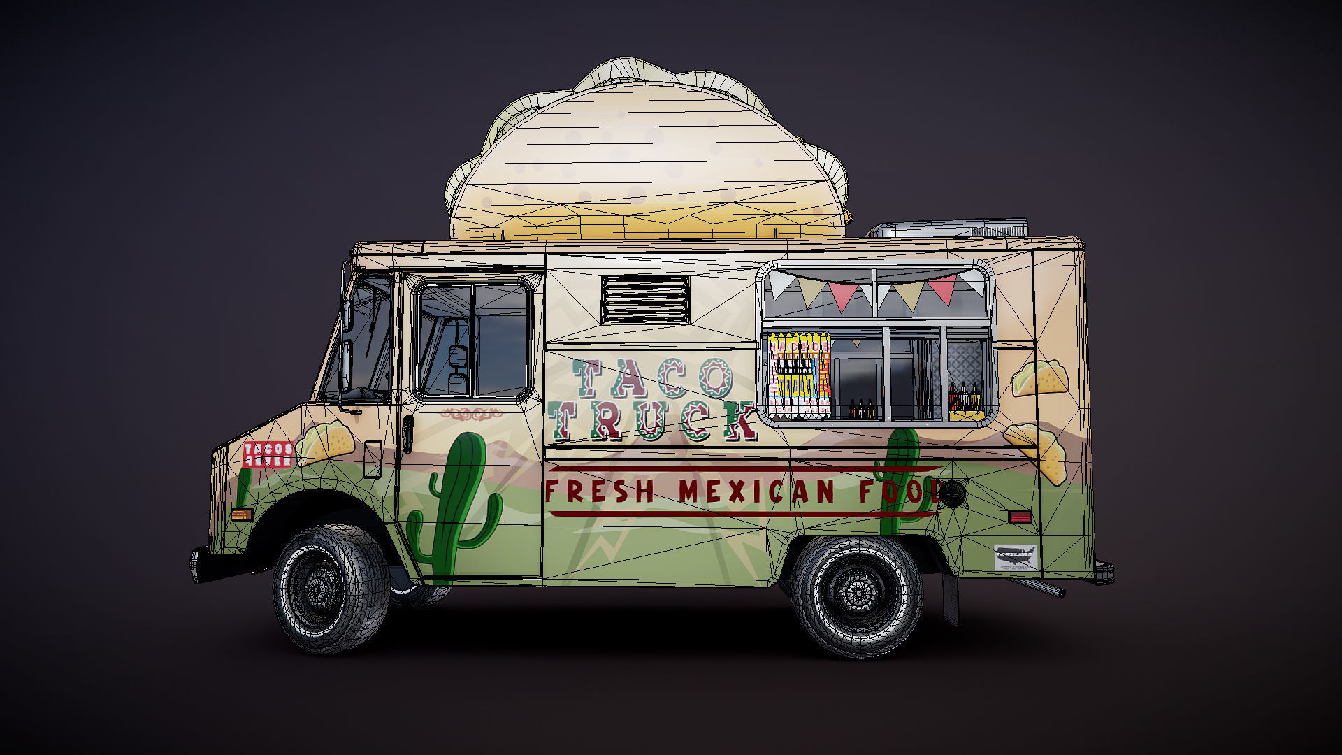 Taco Foodtruck Low-poly 3D model_37