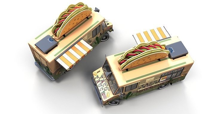 Taco Foodtruck Low-poly 3D model 4