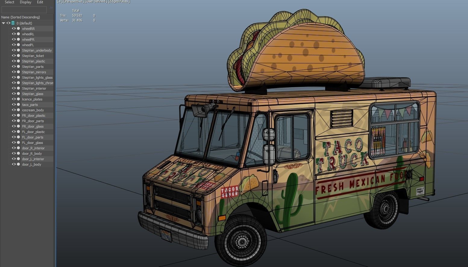 Taco Foodtruck Low-poly 3D model_47