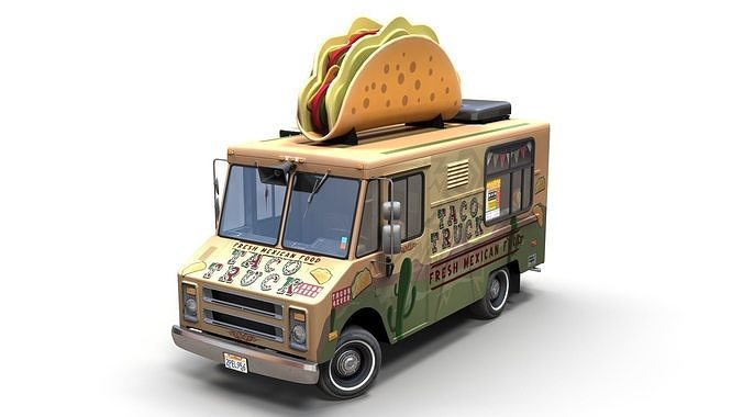 Taco Foodtruck Low-poly 3D model 5
