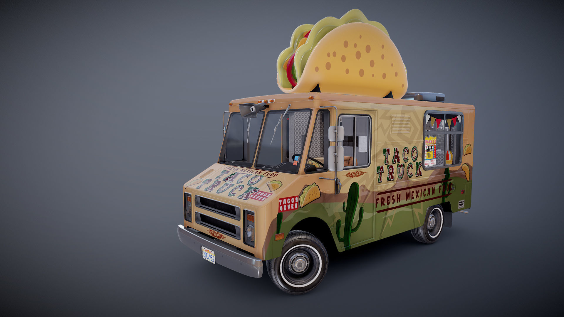 Taco Foodtruck Low-poly 3D model_26
