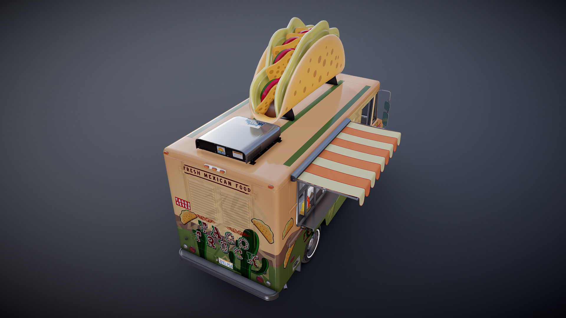 Taco Foodtruck Low-poly 3D model_31