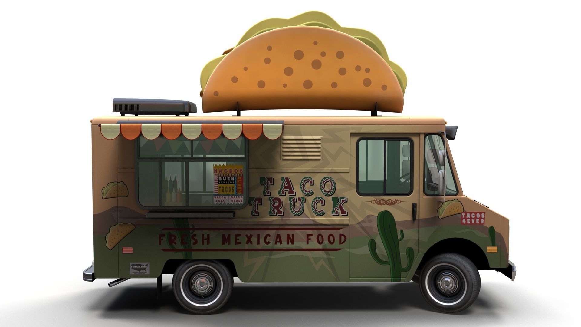 Taco Foodtruck Low-poly 3D model_13