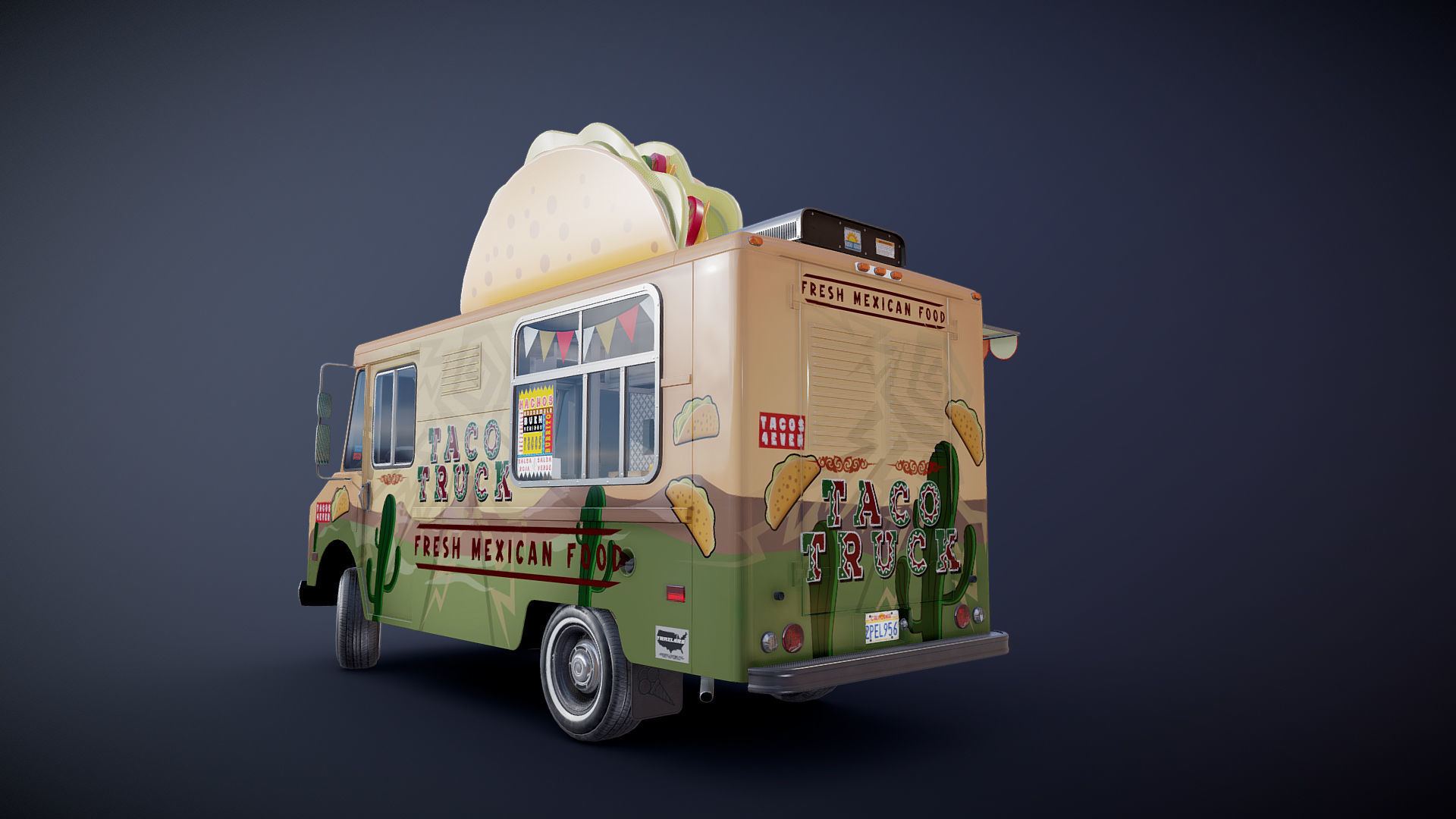 Taco Foodtruck Low-poly 3D model_32