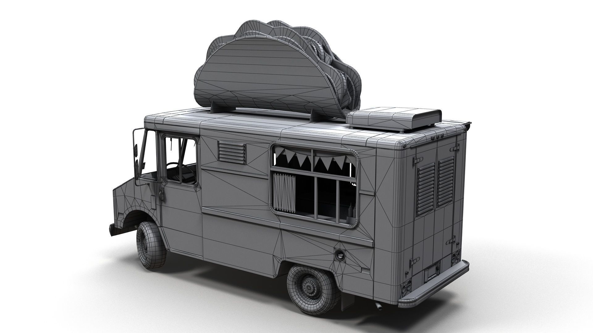 Taco Foodtruck Low-poly 3D model_17