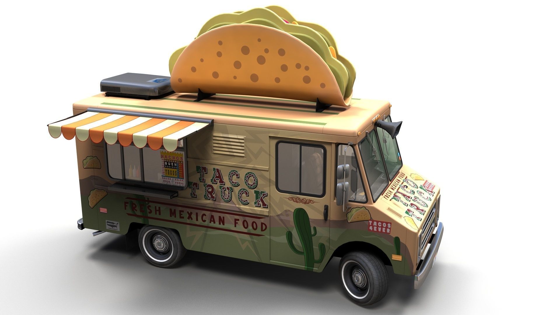 Taco Foodtruck Low-poly 3D model_9