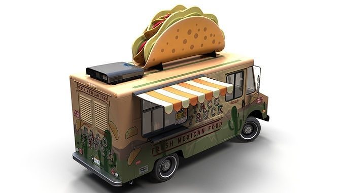 Taco Foodtruck Low-poly 3D model 7