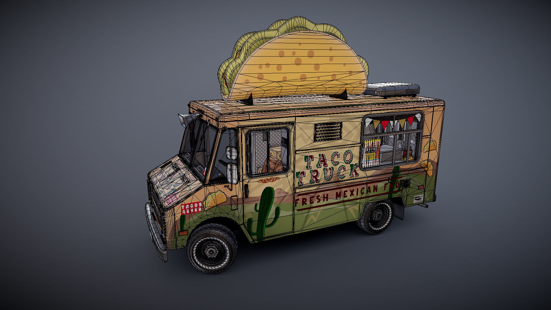 Taco Foodtruck Low-poly 3D model_35