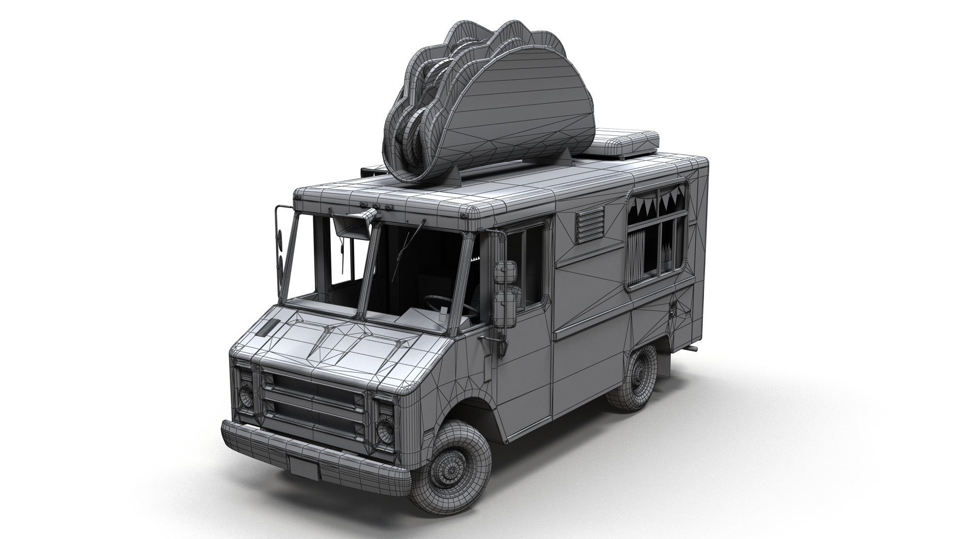 Taco Foodtruck Low-poly 3D model_16