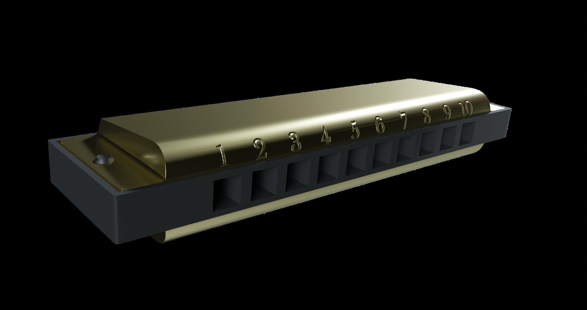 Diatonic Harmonica 3D model_4