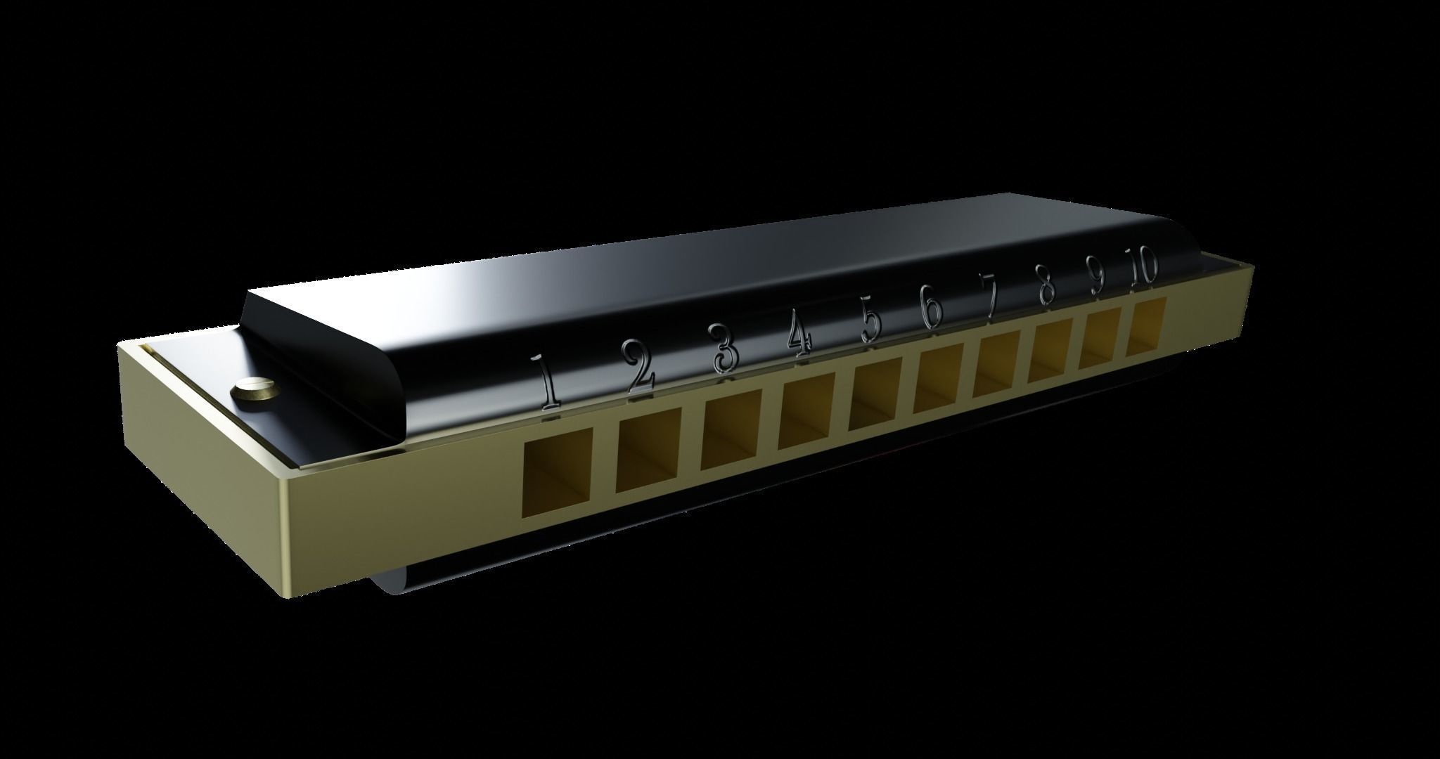 Diatonic Harmonica 3D model_3