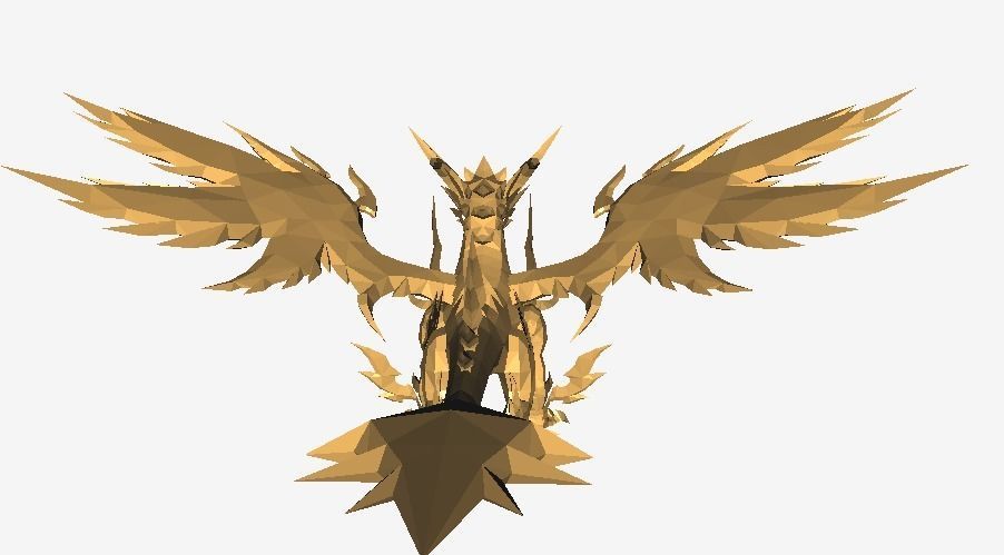 Golden Dragon Low-poly 3D model_12