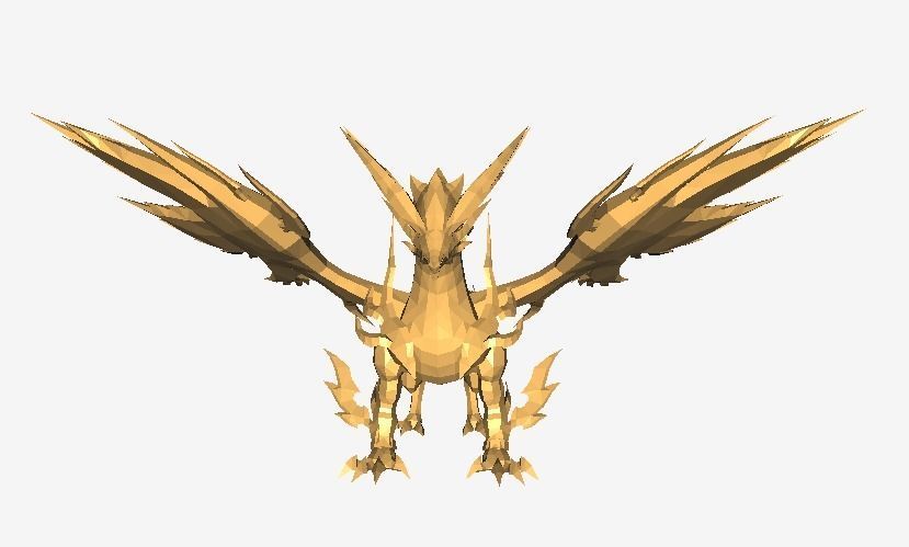 Golden Dragon Low-poly 3D model_11