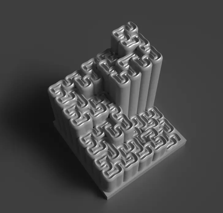 Hilbert Curve Fractal Marble Slide 3D print model_0