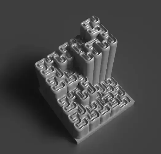 Hilbert Curve Fractal Marble Slide 3D print model