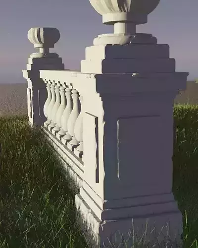 ANCIENT CONCRETE FENCE WITH DECORATIVE BOWLS