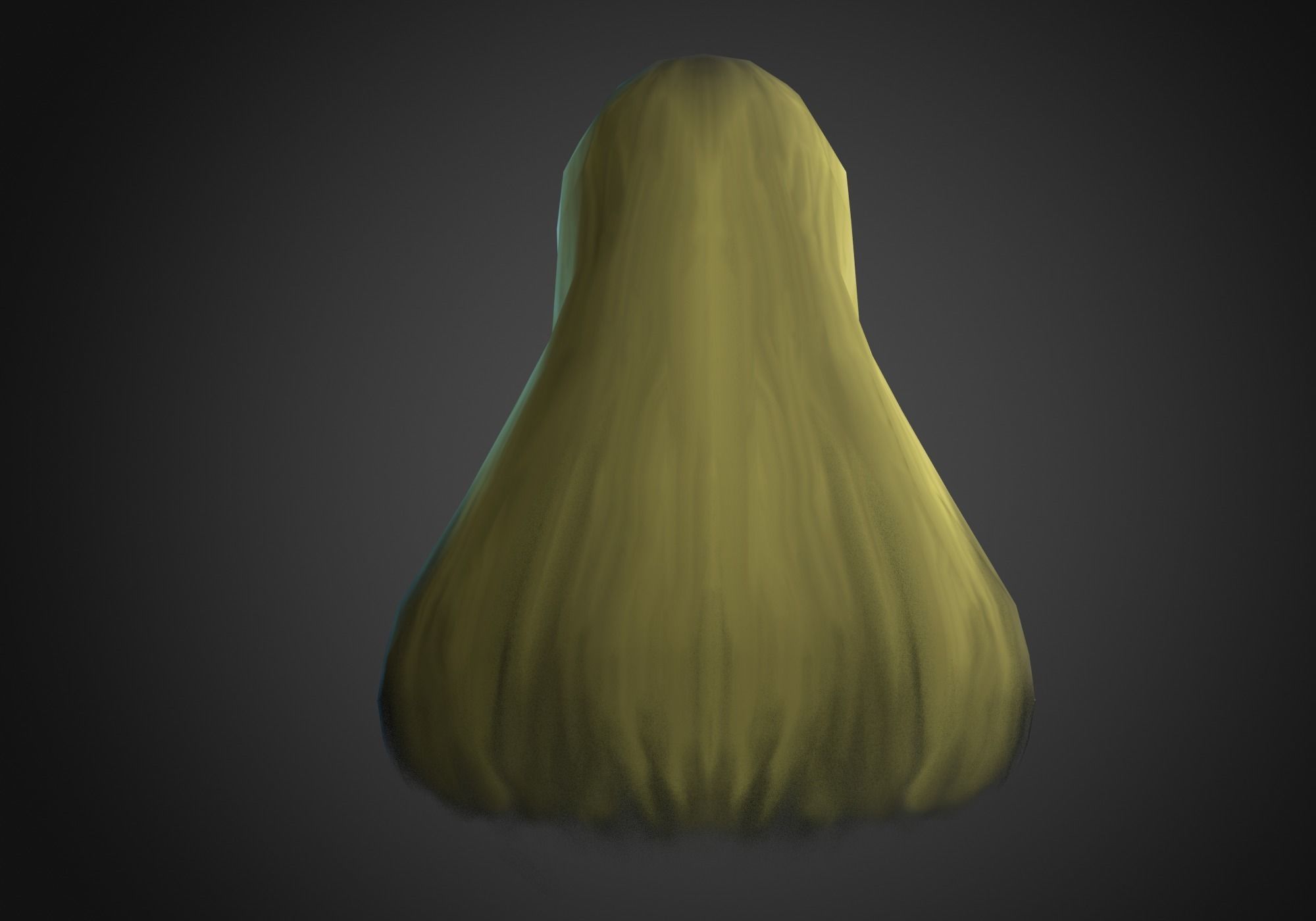 blond long hair Low-poly 3D model_4
