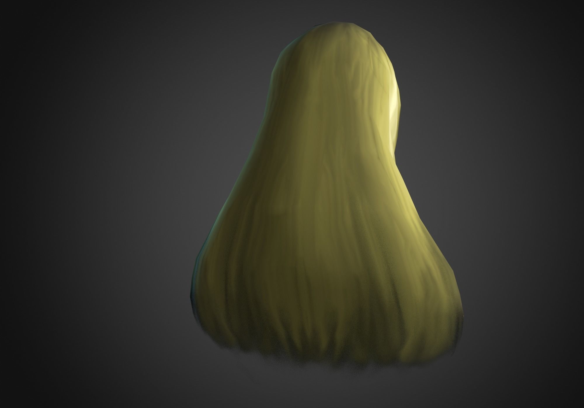 blond long hair Low-poly 3D model_3