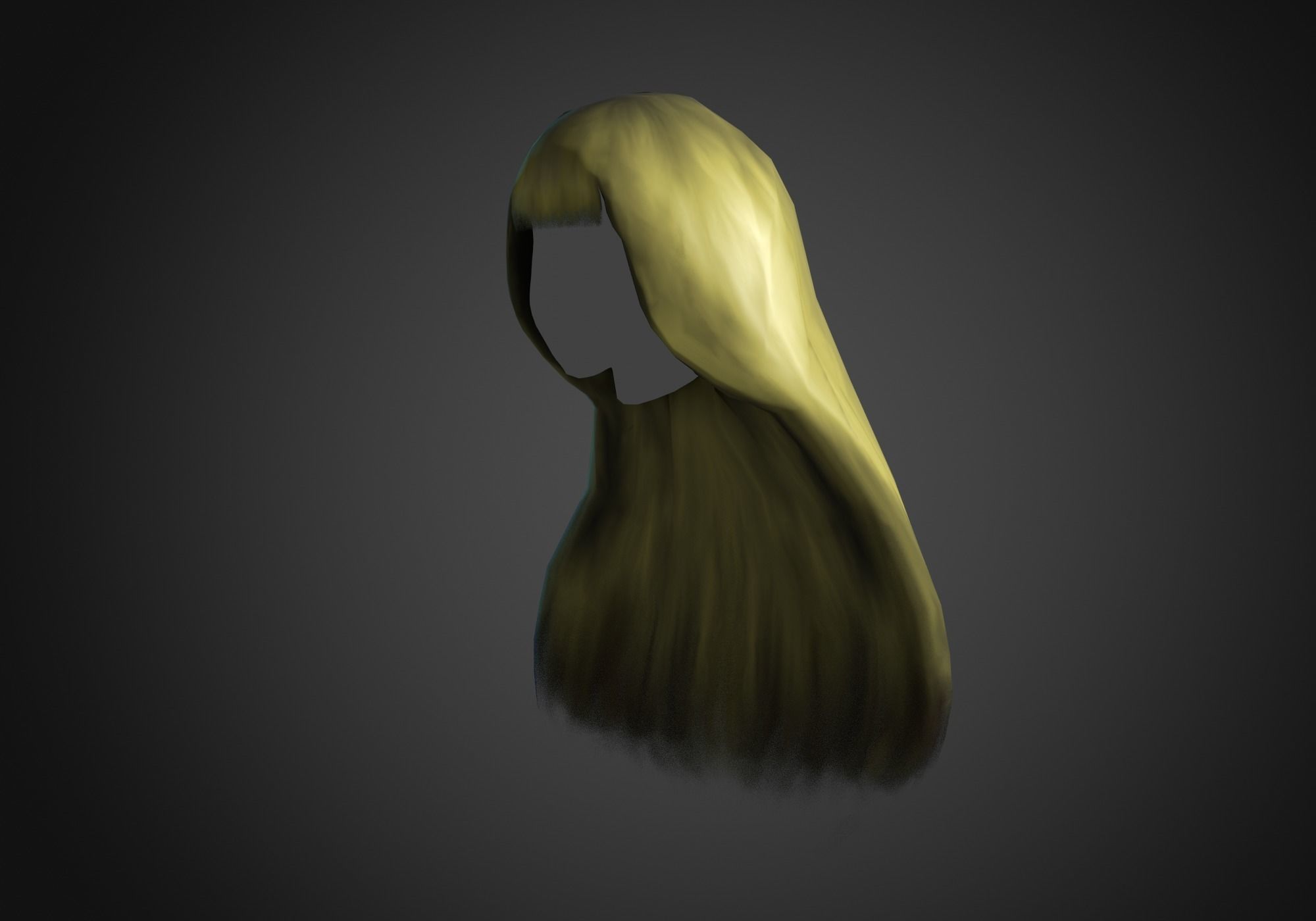 blond long hair Low-poly 3D model_7