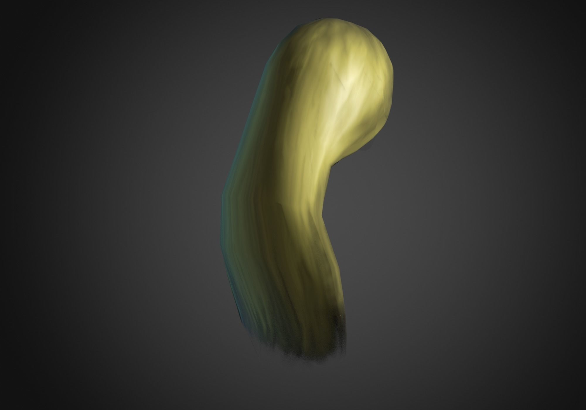 blond long hair Low-poly 3D model_2