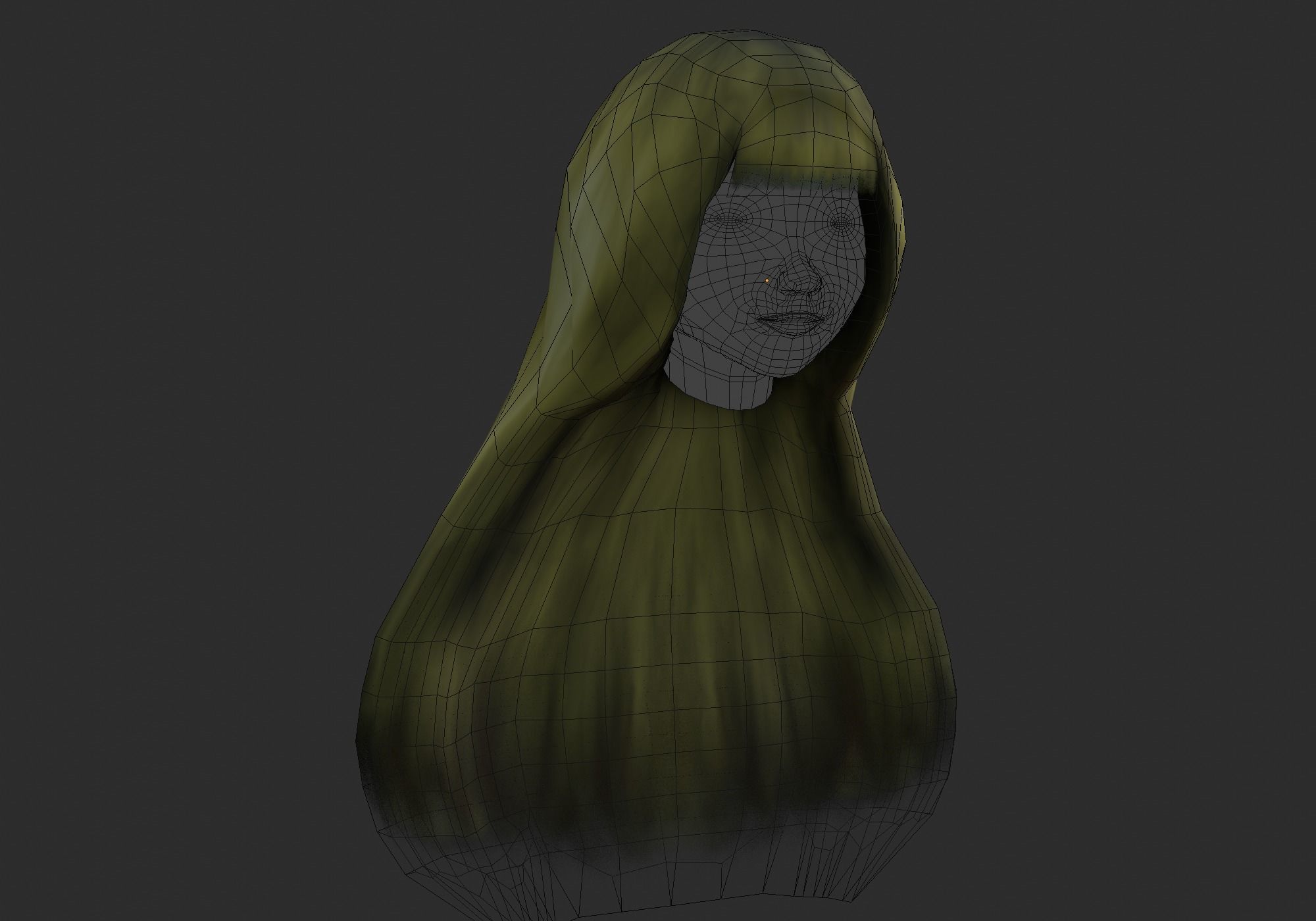 blond long hair Low-poly 3D model_10