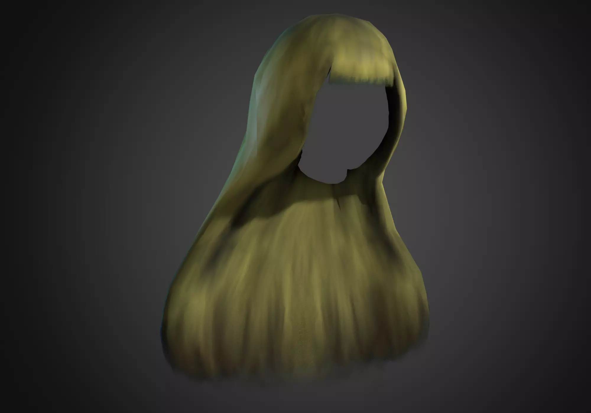 blond long hair Low-poly 3D model_0