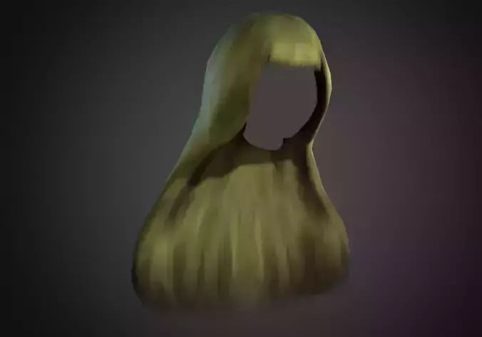 blond long hair Low-poly 3D model