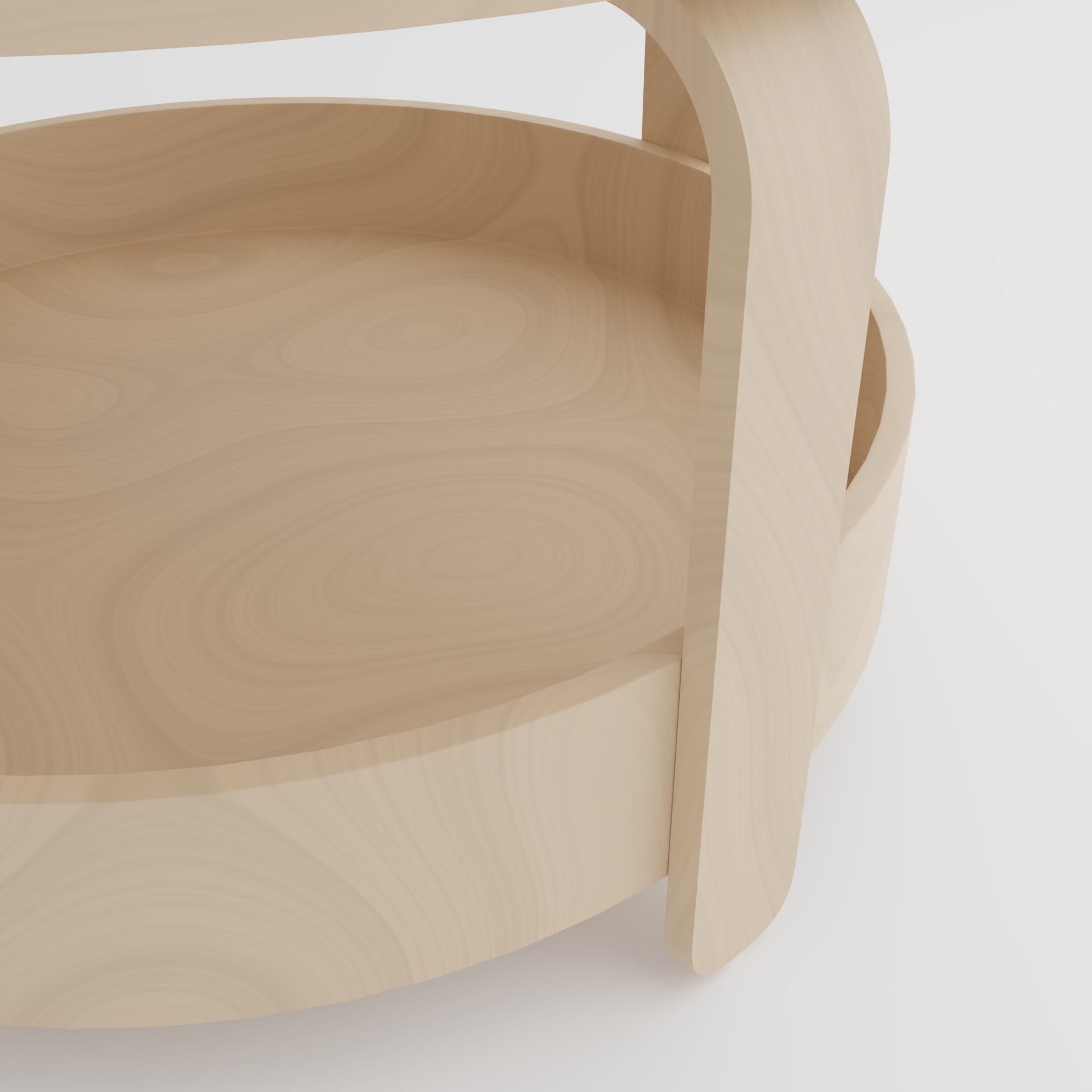 Birch Veneer Round Table 3D model_4