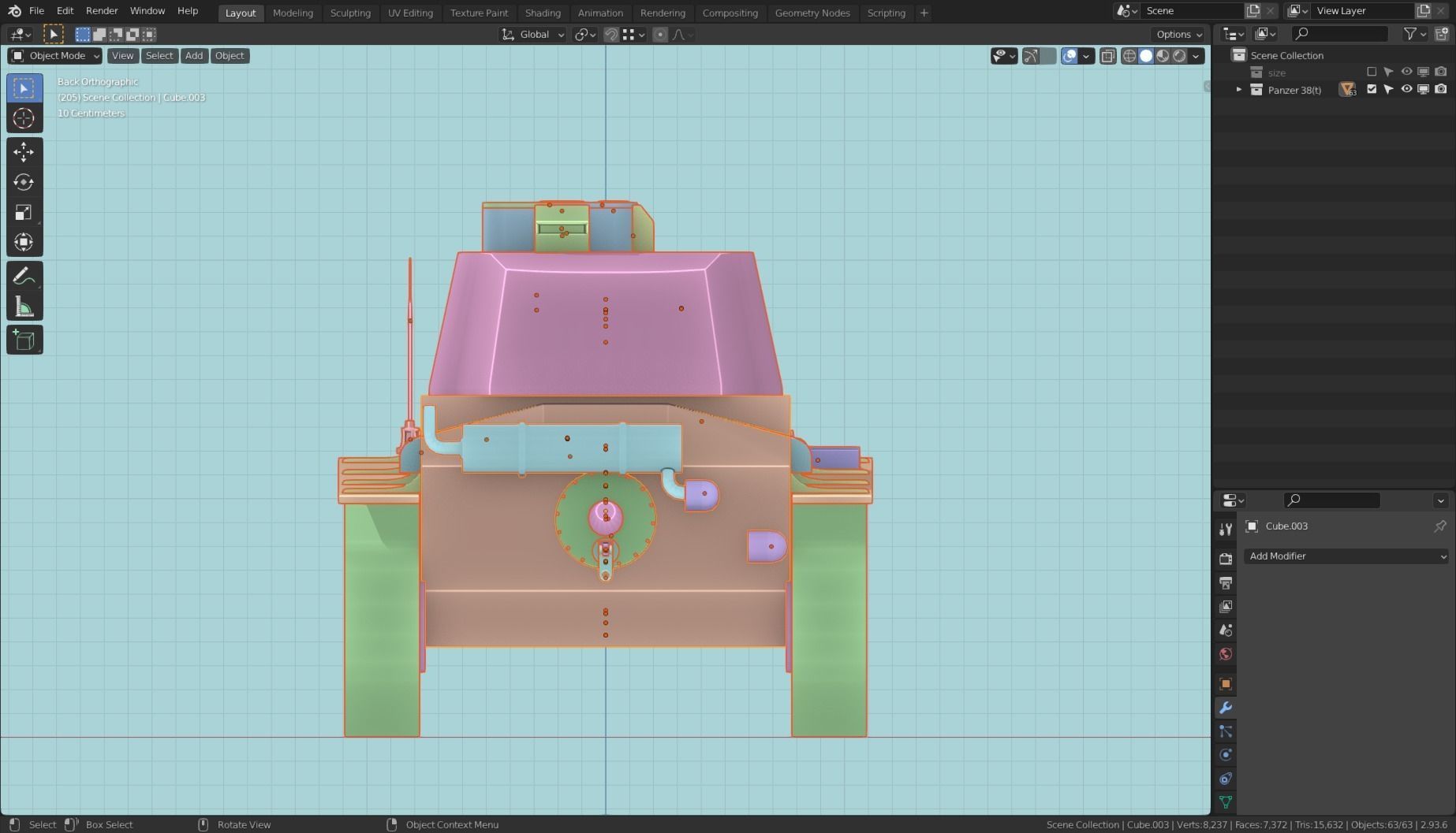 Panzerkampfwagen 38t Tank Base Mesh  Low-poly 3D model_22
