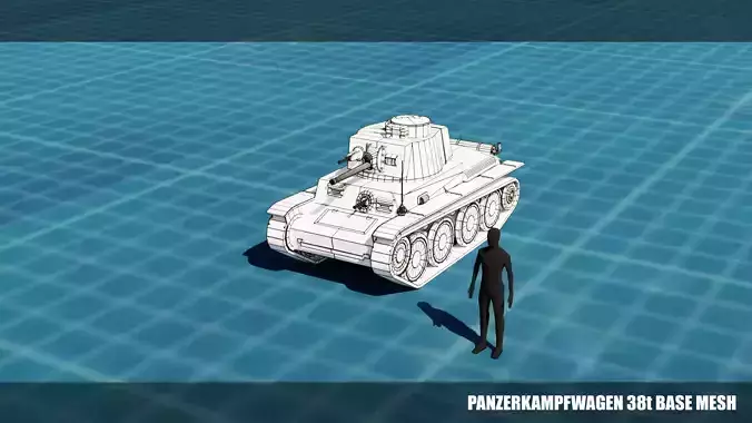 Panzerkampfwagen 38t Tank Base Mesh  Low-poly 3D model