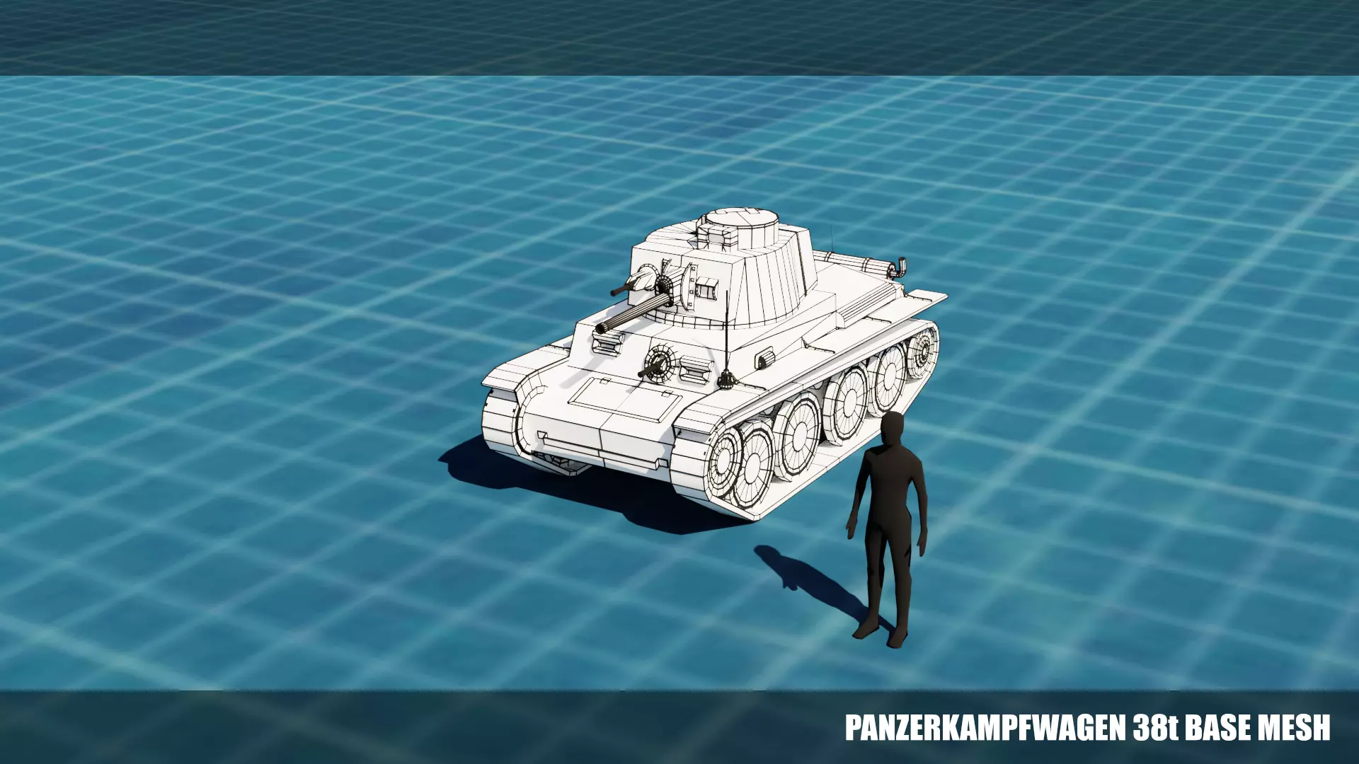Panzerkampfwagen 38t Tank Base Mesh  Low-poly 3D model_0