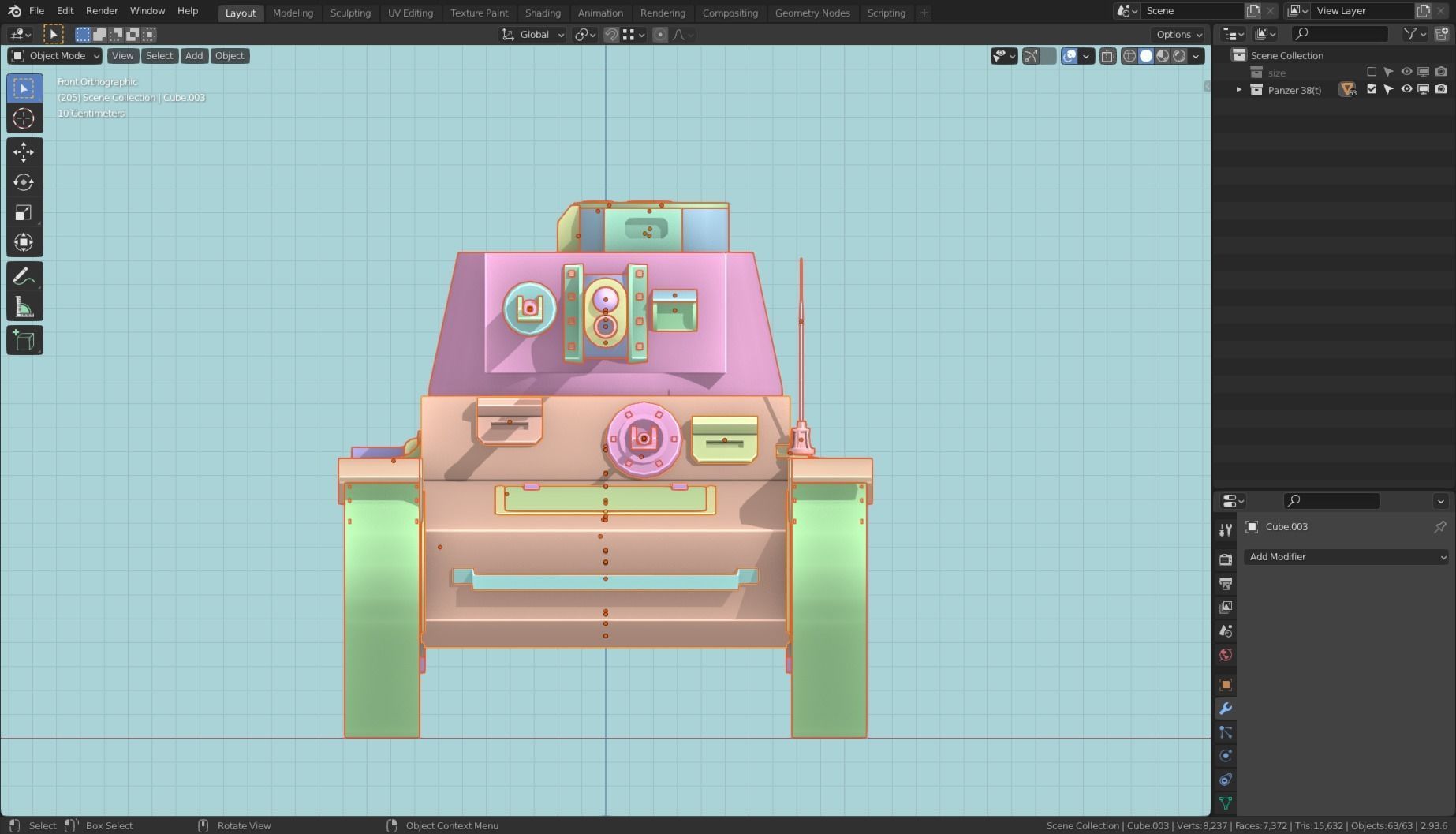 Panzerkampfwagen 38t Tank Base Mesh  Low-poly 3D model_20