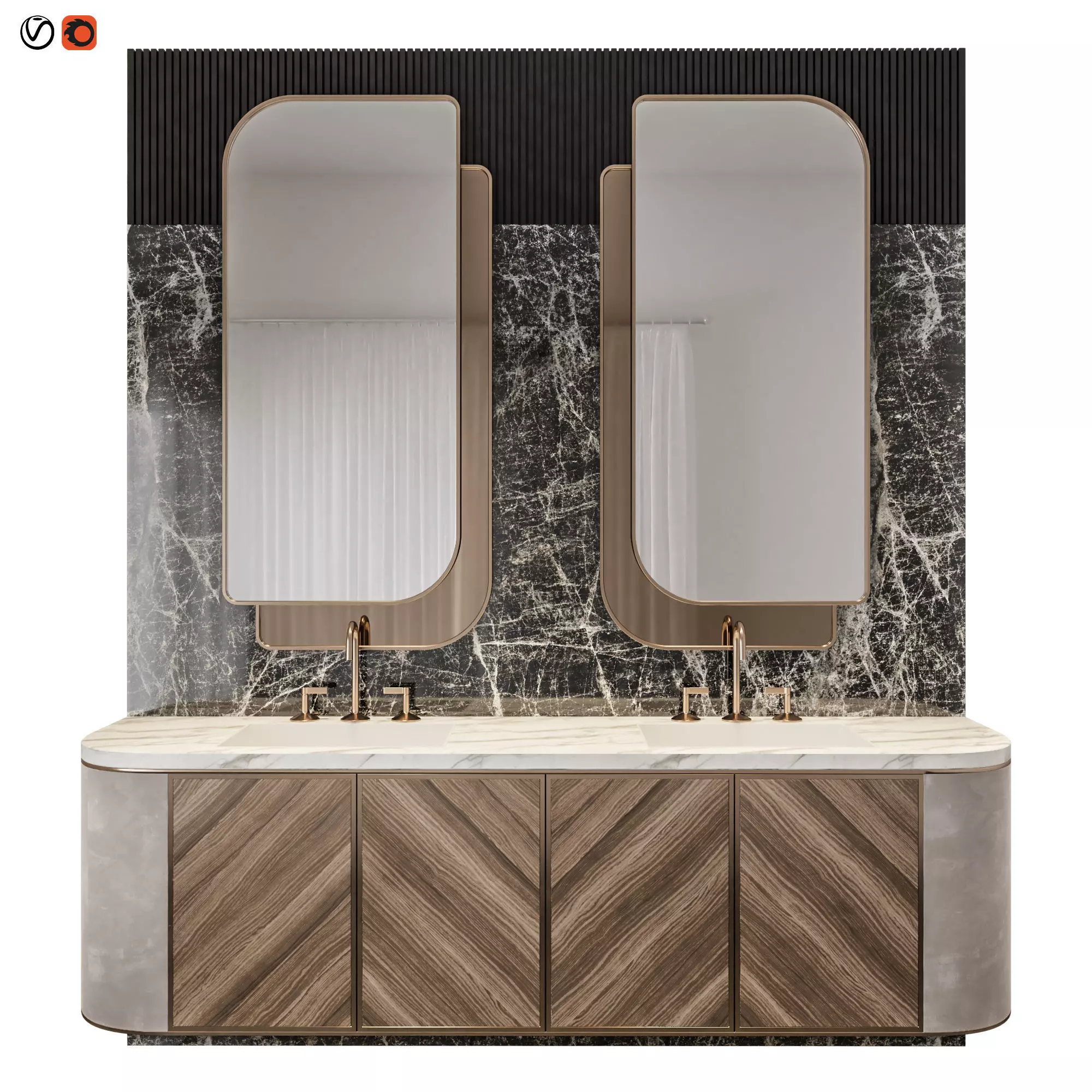 Luxury Marble Wood Bathroom 3D model